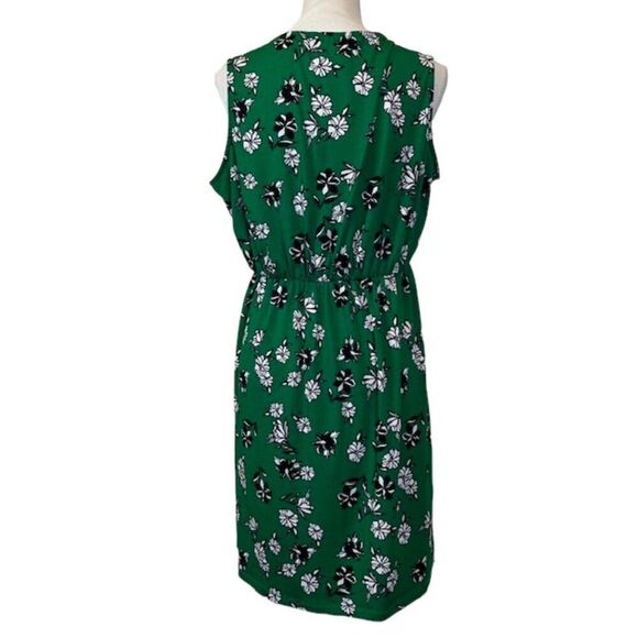 ADRIENNE VITTADINI Sleeveless Faux Surplice Dress Green With Black Trim Size L - Picture 5 of 11